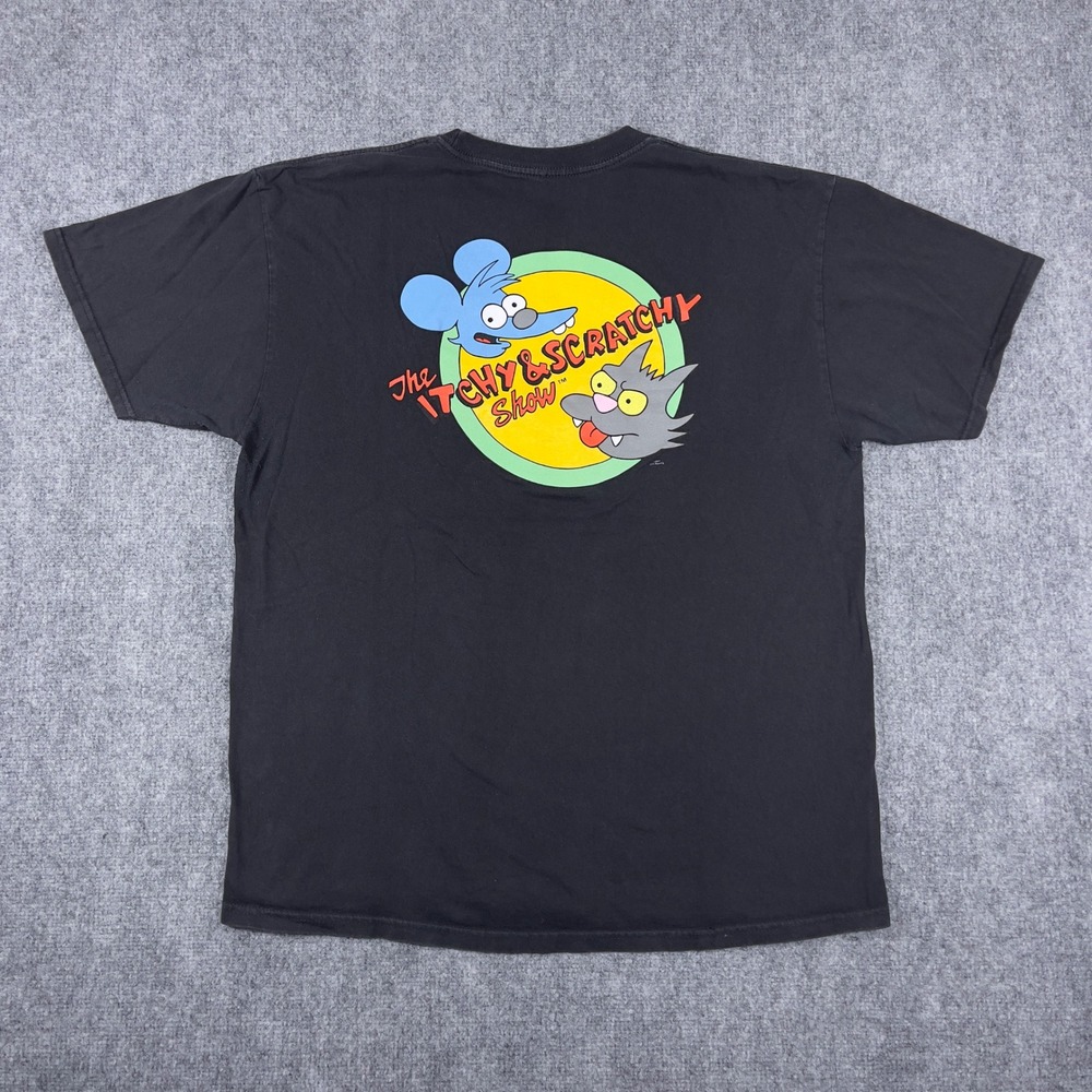 The Simpsons Itchy & Scratchy Show T-Shirt Mens XL Black Graphic Tee